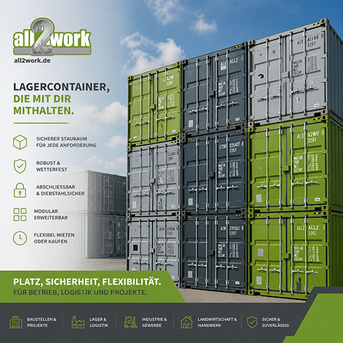 Robuste Lagercontainer von all2work für sicheren und flexiblen Stauraum